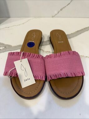 Joie NWT Pink Ruffle-Trim Slide Sandals 8.5